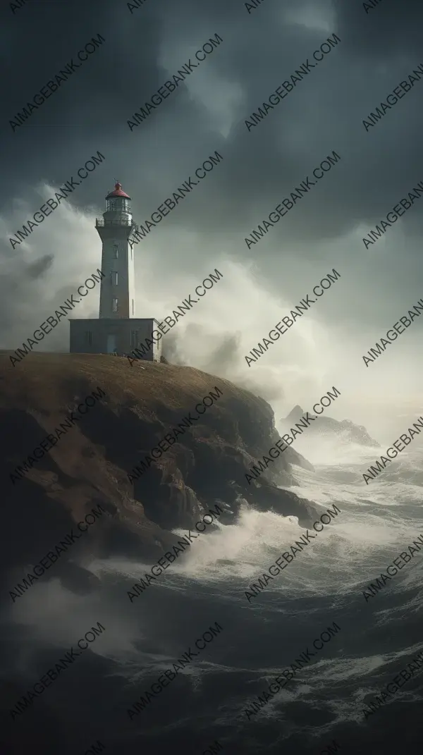 The juxtaposition of strength and vulnerability in a cliff-perched lighthouse