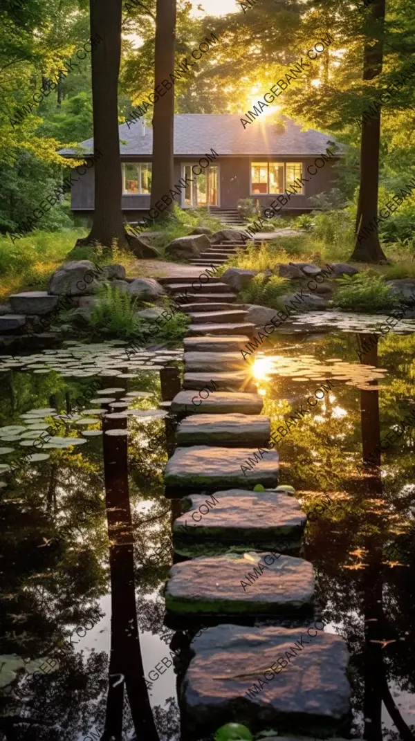 Luminous Granite Stepping Stones Leading to a Cozy Cottage