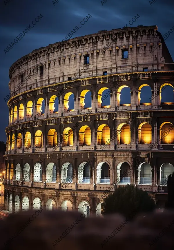 Colosseum in Rome under night sky