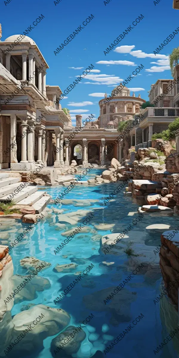 Fantasy World&#8217;s Ruins by the Mediterranean Sea Ocean