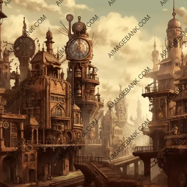 Detailed Steampunk Cityscape Creation