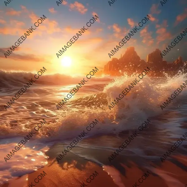 Breathtaking Wave Crash at Sunset