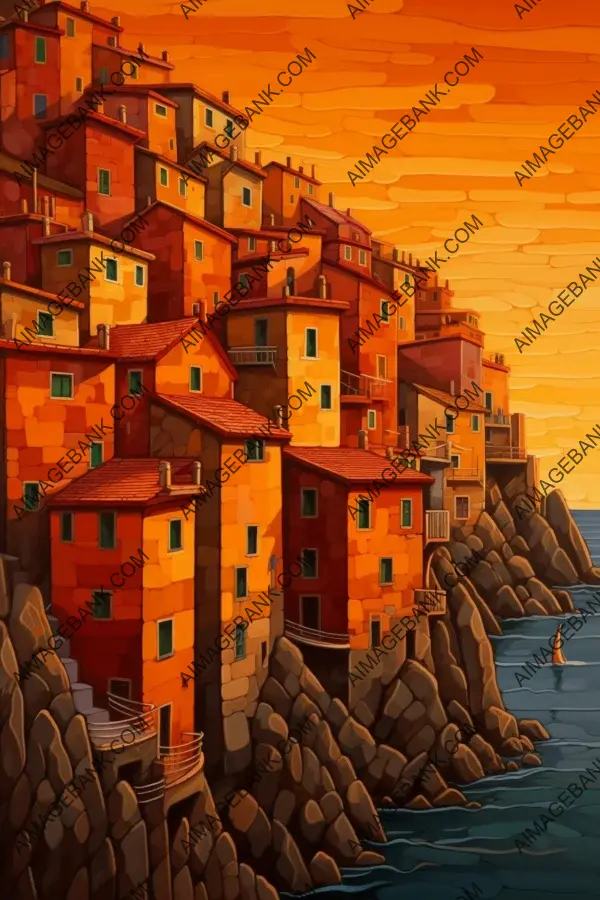 Colorful Houses Perched on Cliff