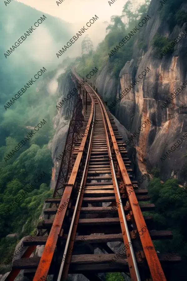 Train tracks leading to adventure: Bridges amidst mountain terrain