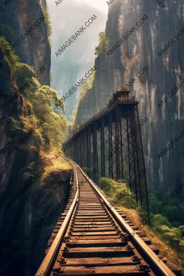 Conquering the mountain terrain: Train tracks and bridge in view