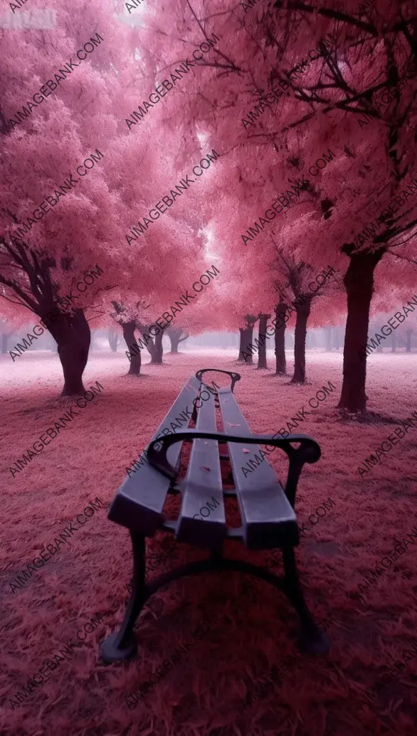 Park Bench Amidst Pink Leaves