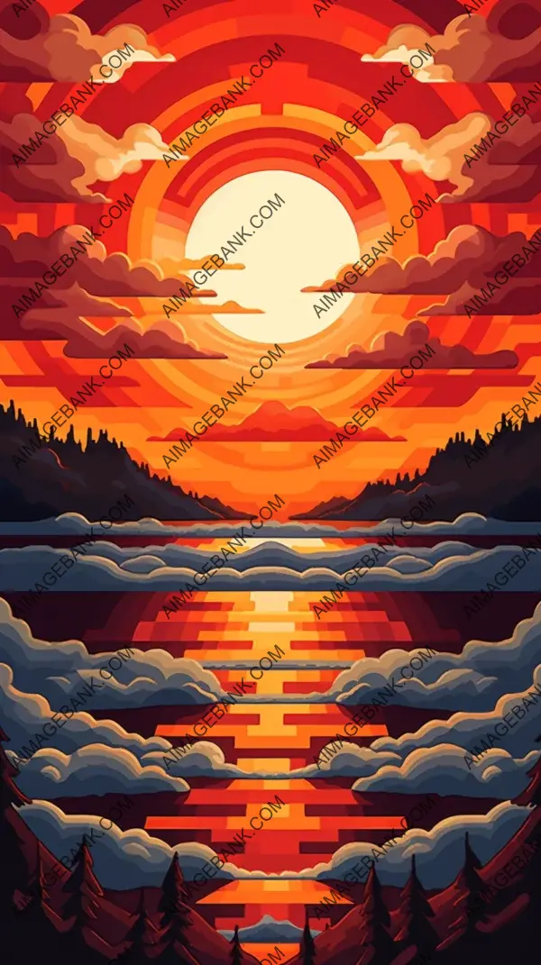 Pixels of Dawn: A Captivating 8-Bit Artwork of a Sunrise