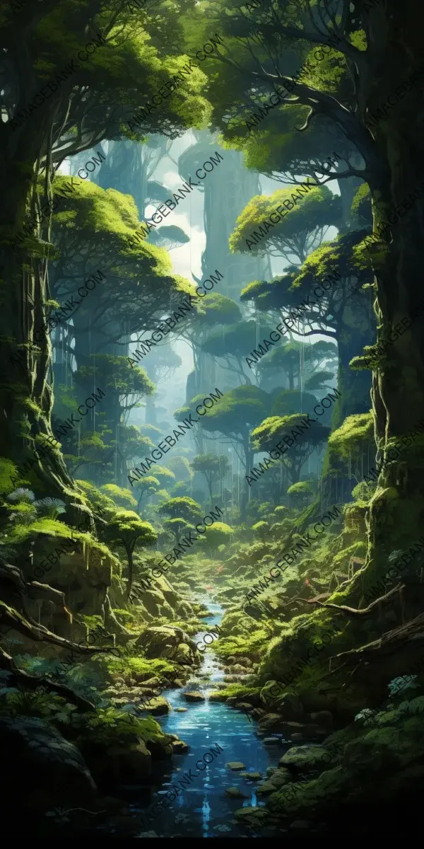 Nature&#8217;s Sanctuary: Captivating Landscapes of Exotic Lush Forests with Giant Trees and Hanging Vines