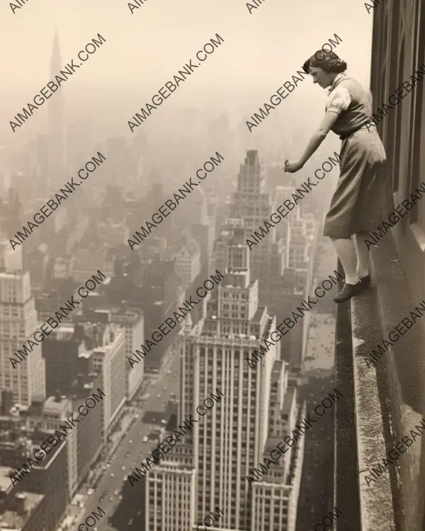 Determined Woman at Work: Climbing and Working