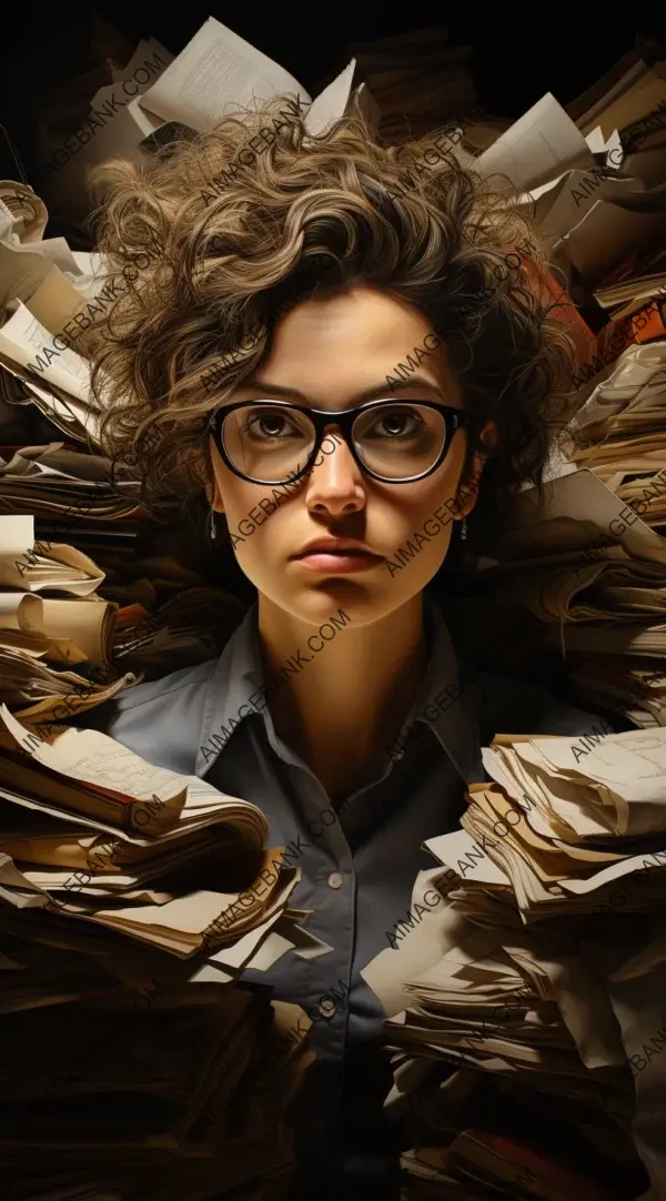 Paper Overload: Exhausted Person Holding a Pile of Papers