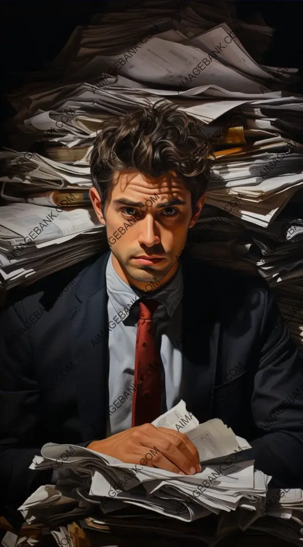 Paperwork Burnout: Exhausted Person Holding a Pile of Papers