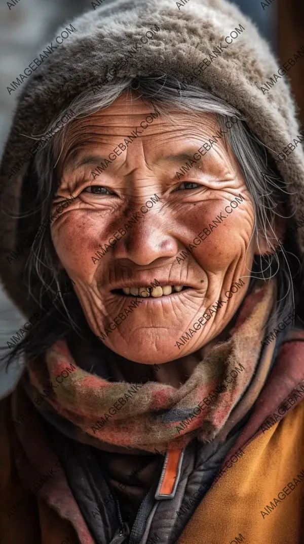 Stunning portrayal of a Tibetan-Chinese beauty, age 40 or so, in a serene full-body limp