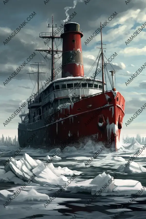 Artistic Depiction: Icy Ocean Ship