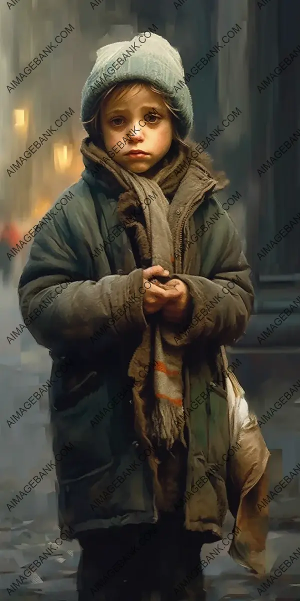 Street Realism: Crying Child Begging on the Street