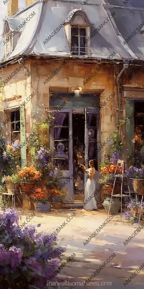 Romantic Floral Impressions: Front View of the Flower Shop