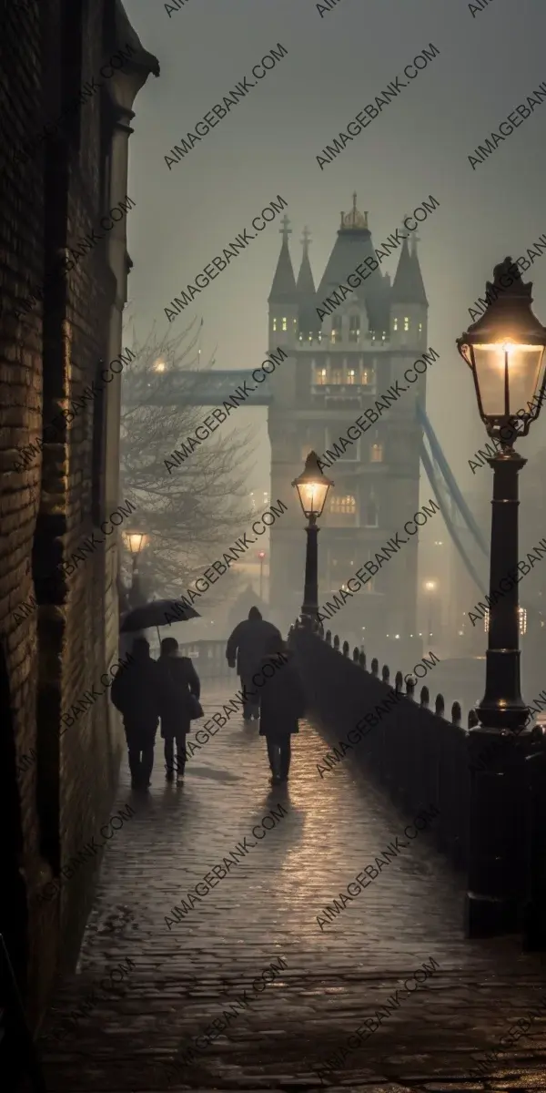 Ethereal Medieval London: Dark Rain and Fog in Dramatic Photograph