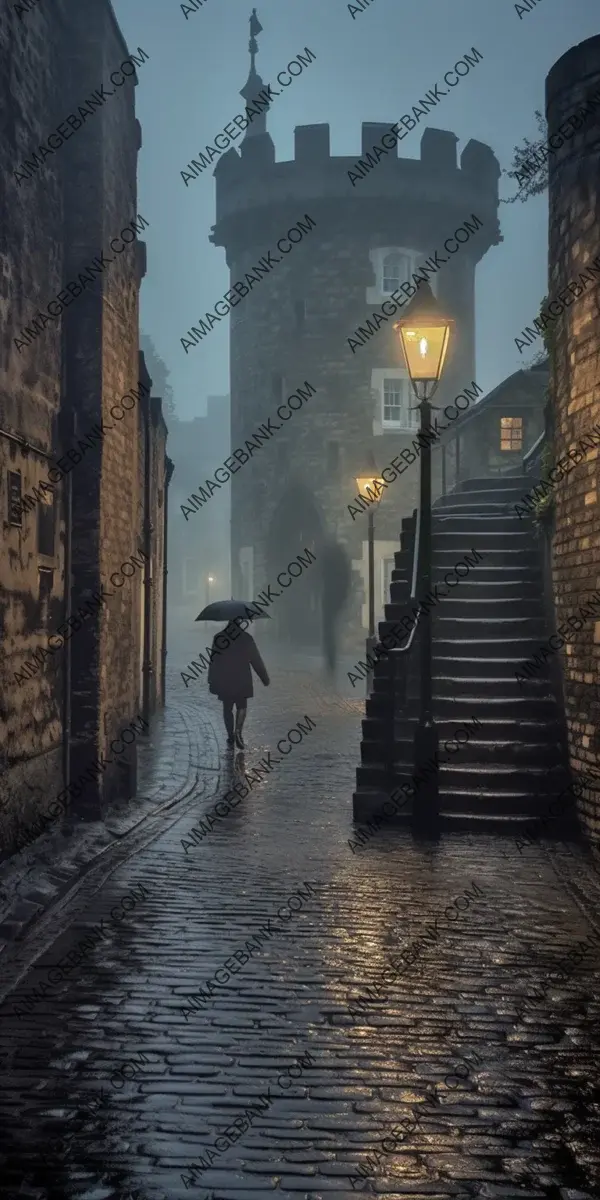 Captivating Medieval Ambiance: Dark Rain and Fog in London Photograph