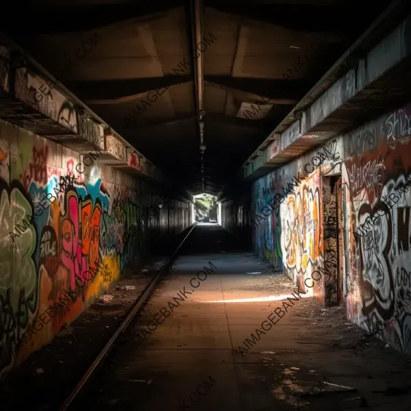 Captivating railway underpass adorned with vibrant graffiti