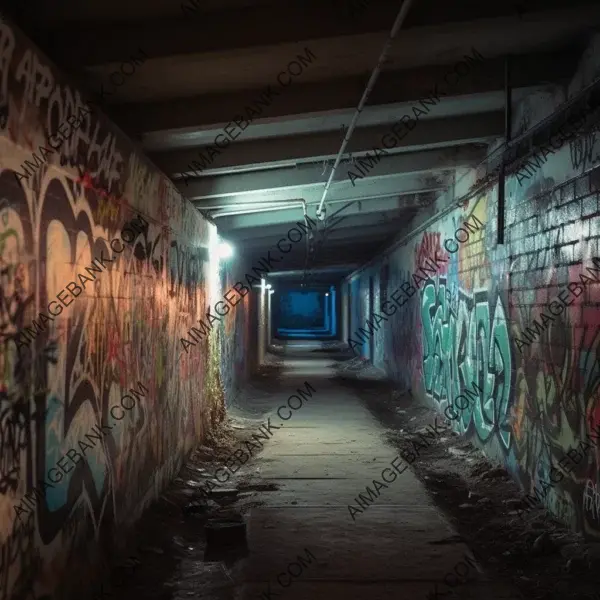 Vibrant graffiti in an urban railway underpass setting