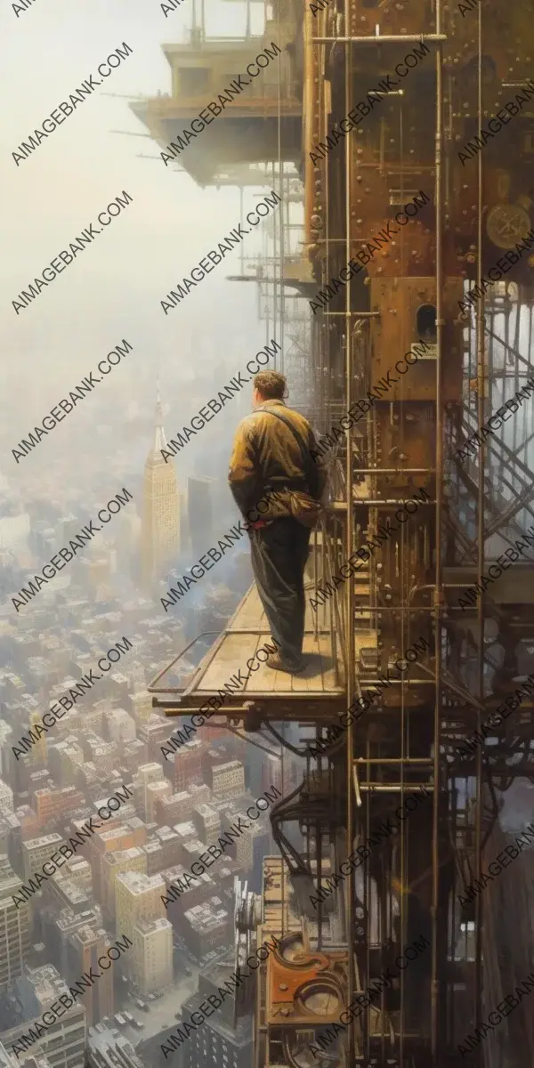 Gazing from above: watchers seated on the edge of skyscraper scaffolding