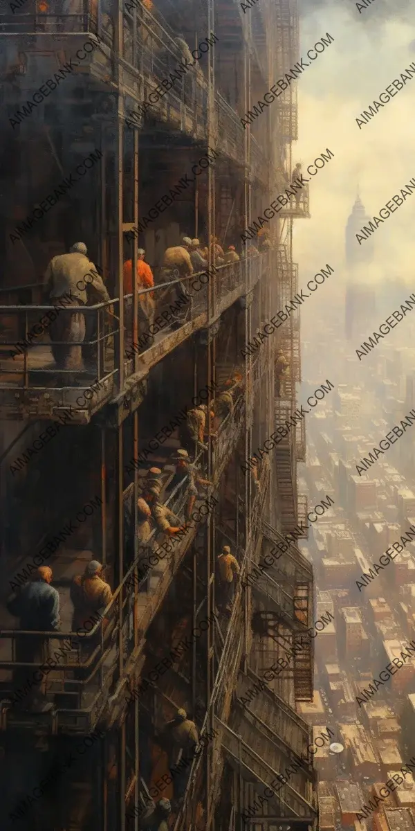 Heightened perspective: watchers seated on the edge of skyscraper scaffolding