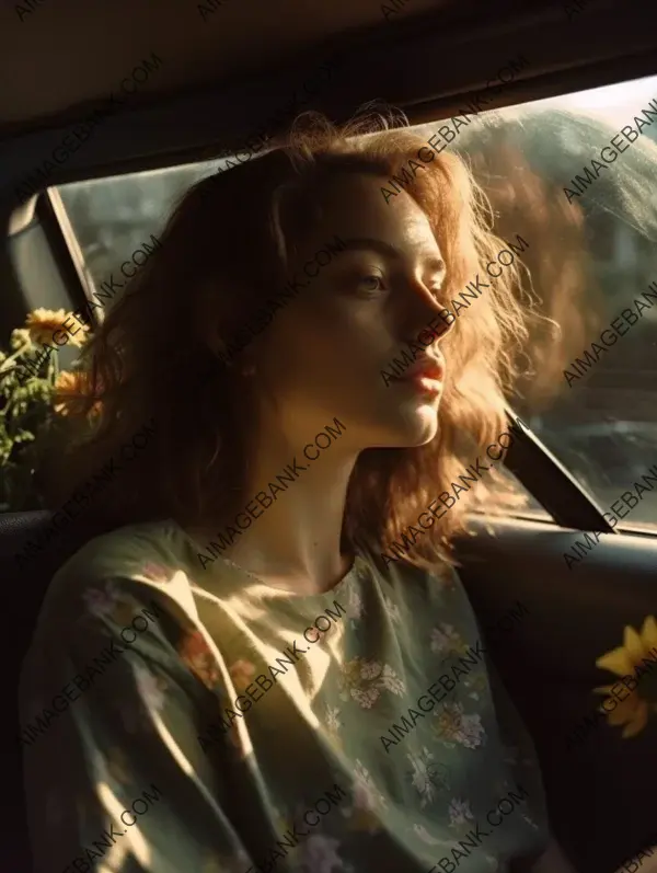 Journey Companionship: A Girl Filling the Passenger Side of a Car