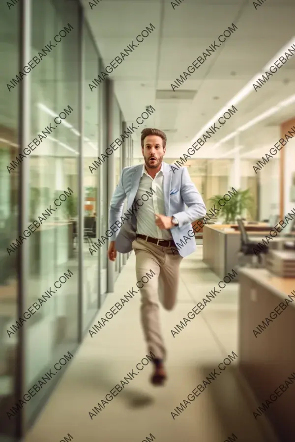 Energetic Man Running Up Close