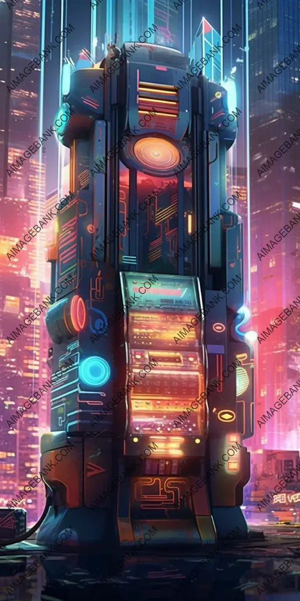 Jukebox Skyscraper in Futuristic City