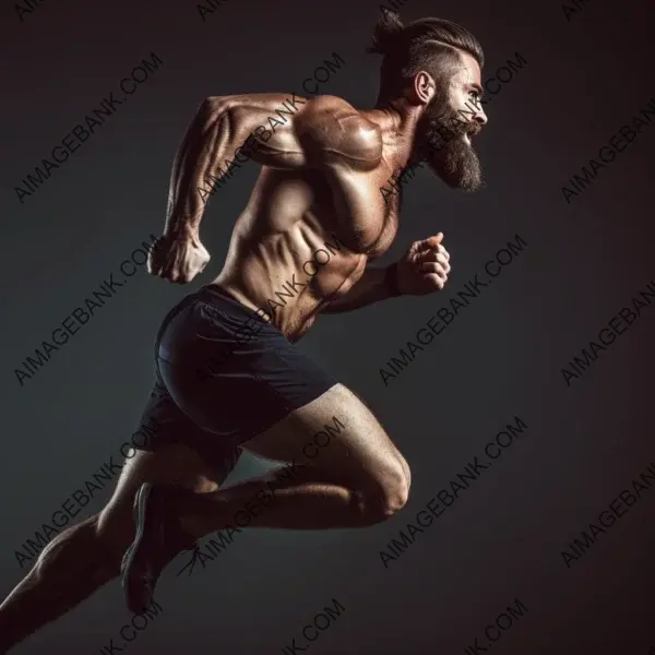 Perspective Shot of Muscular Man Running