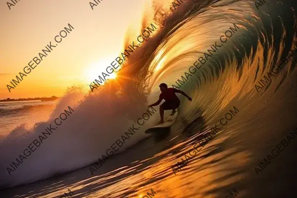 Riding the Waves: Dynamic Shot of Surfer&#8217;s Triumph