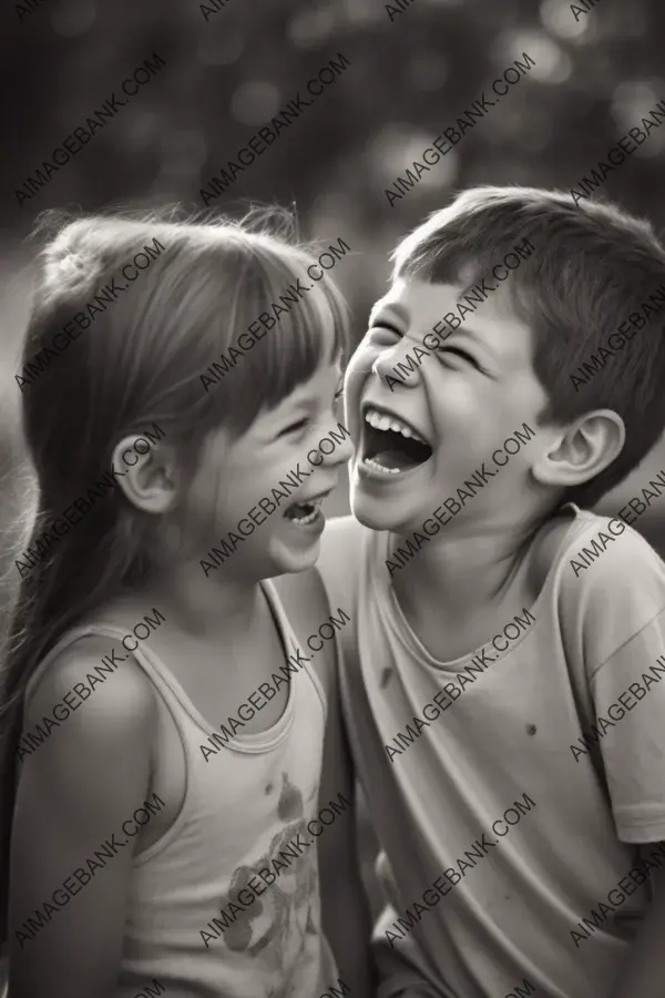 Captivating moment of laughter between a boy and girl