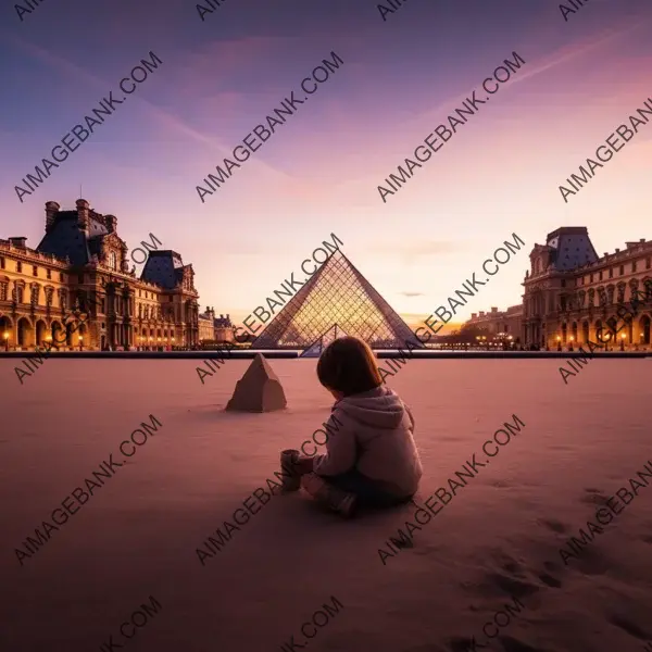 A moment frozen in time, a child with a shovel and bucket