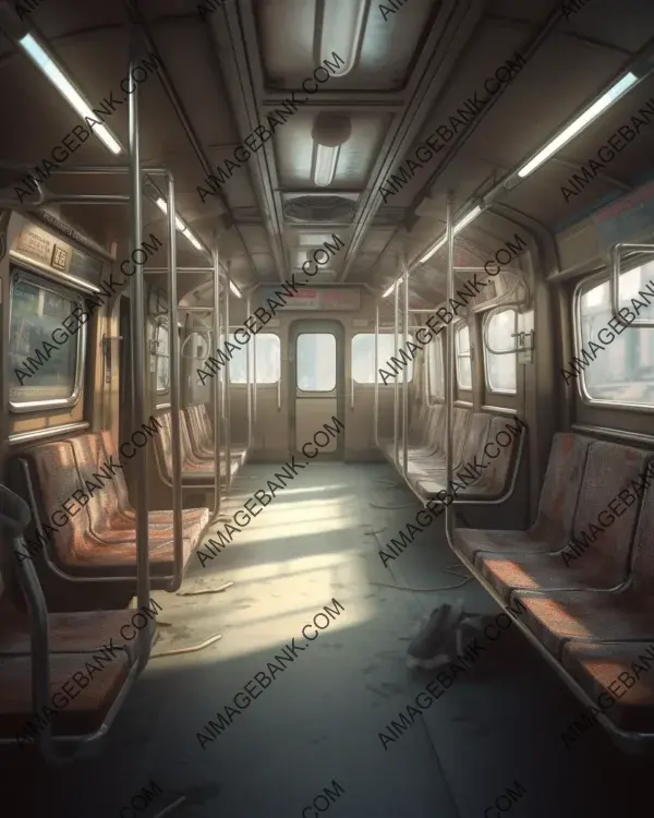 Aesthetic pastel subway train scene with a touch of European style