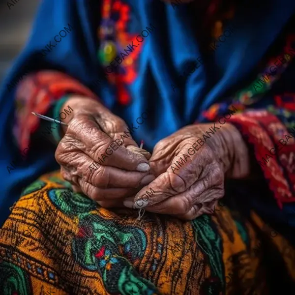 Closeup of a Pakistani seamstress wearing a luxury jogging pullover