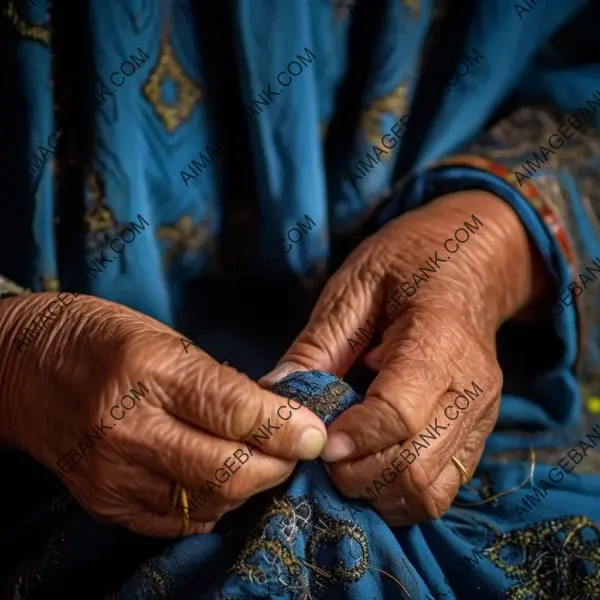 A closeup view of a Pakistani seamstress donning a luxurious jogging pullover