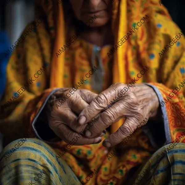 Luxurious jogging pullover showcased through a closeup of a Pakistani seamstress