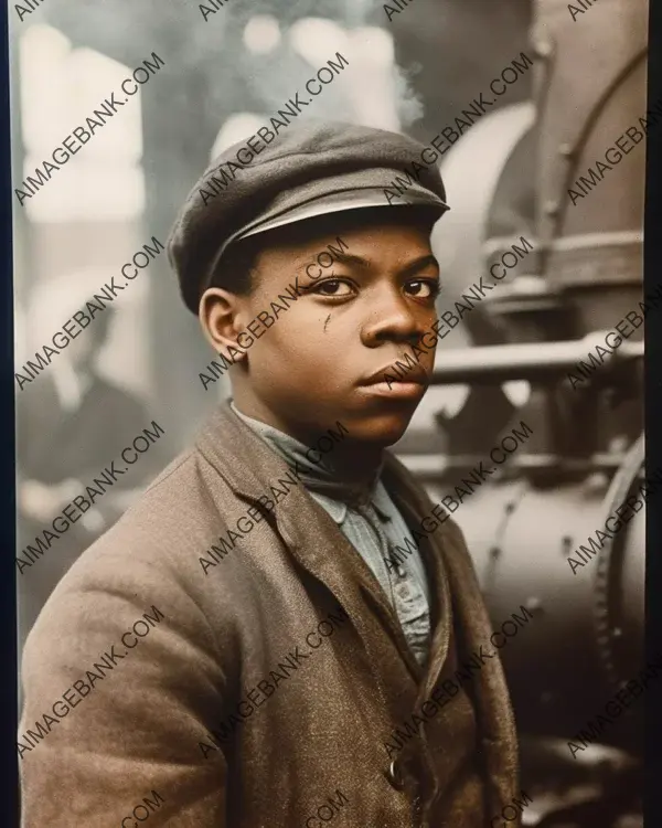 Evocative photographs in the style of Lewis Hine, capturing the essence of the era