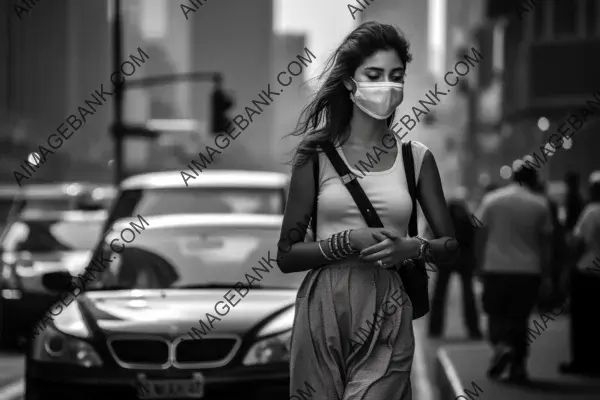 Masked Women Waiting for Taxis