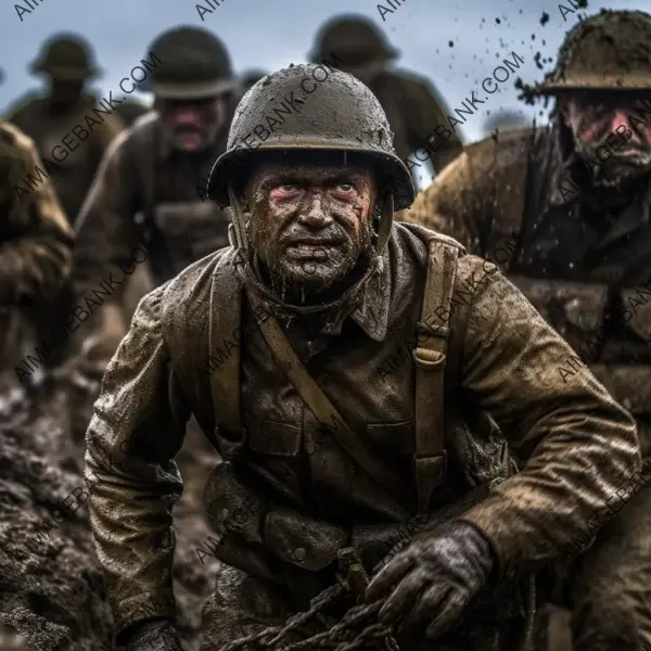 The bond of brotherhood shown as soldiers pull back an injured comrade from the trenches