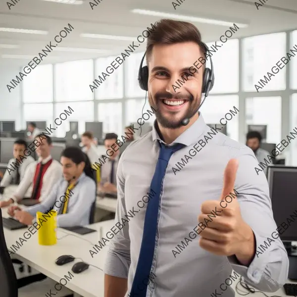 Cheerful Call Center Employee