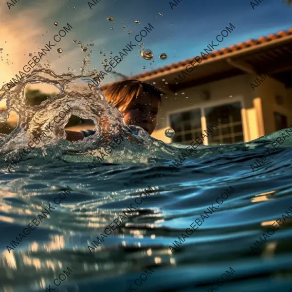 Submerged tranquility: Realistic close-up photograph of a man&#8217;s peaceful swim