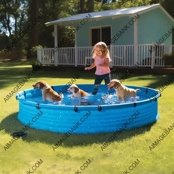 A splash of joy: Dogs cooling off in a fun-filled plastic pool