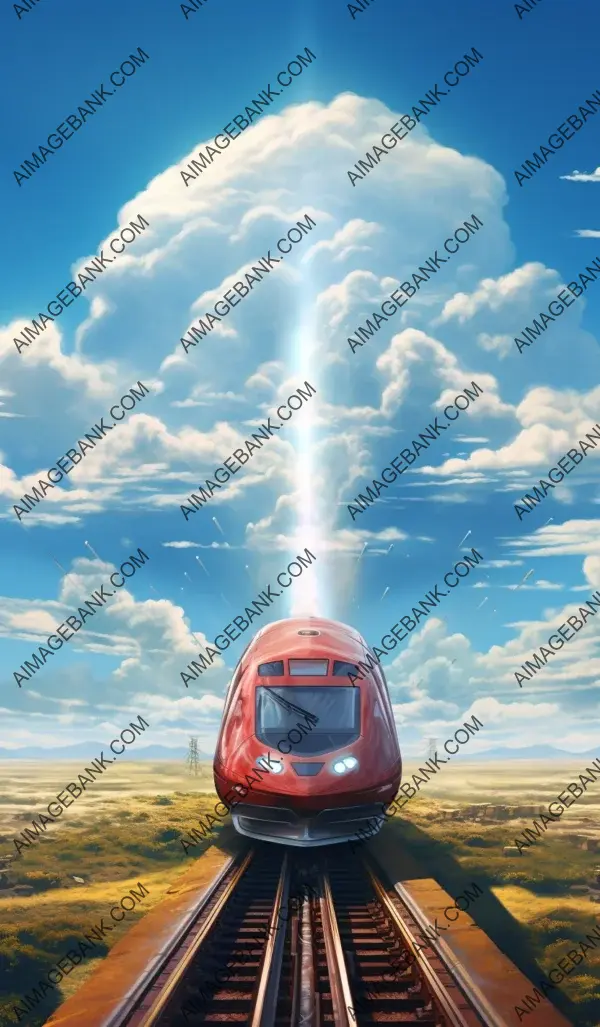 Astonishing scene of a train departing from the rail and soaring into the sky