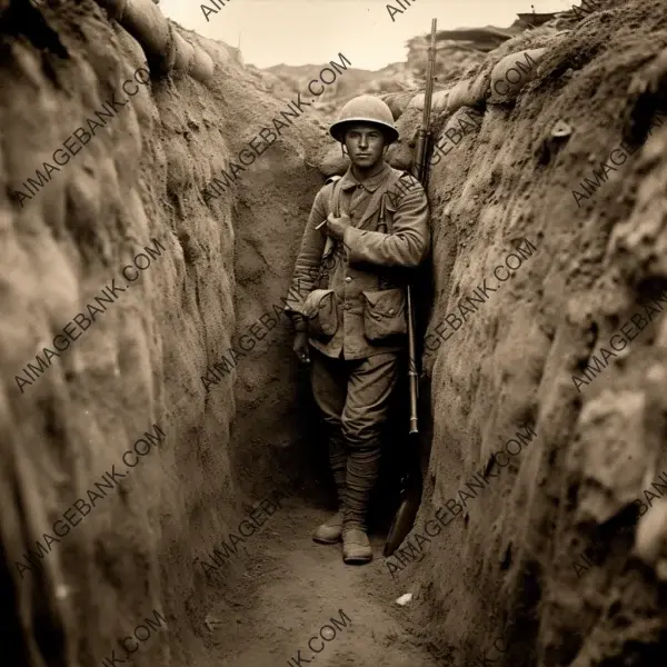 US Marine standing guard in a trench, captured by Kodak