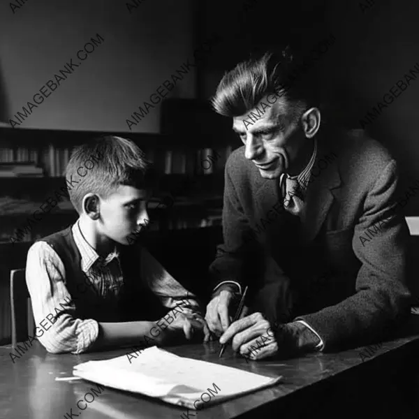 Vintage photo of Samuel Beckett working as a lecturer