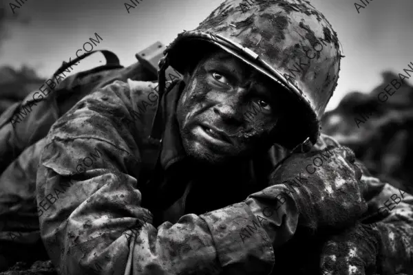 Monochrome photo showcasing the resilience of a French resistance fighter