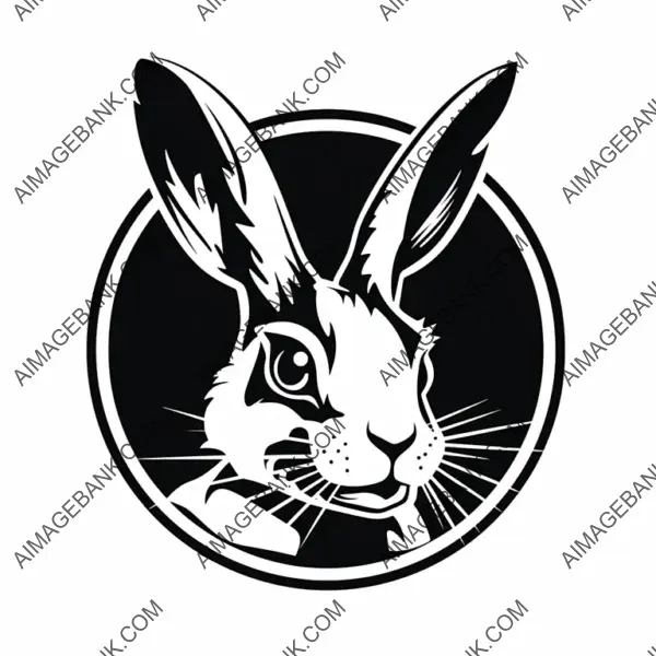 Classic Bunny Silhouette: 1950 Sideways Logo in Timeless Black and White.