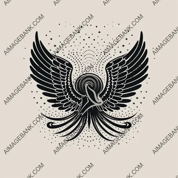 Monochromatic Heavenly Line Art: A Graceful Angelic Logo Design.