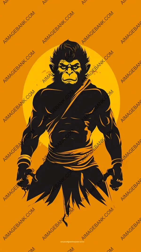 Majestic Hanuman&#8217;s Presence: A Bold Iconic Logo in Black Vector.