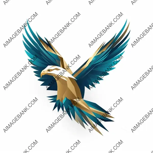 Geometric Avian Elegance: Designing a Logo with a Golden Eagle in Flight from a Side View.